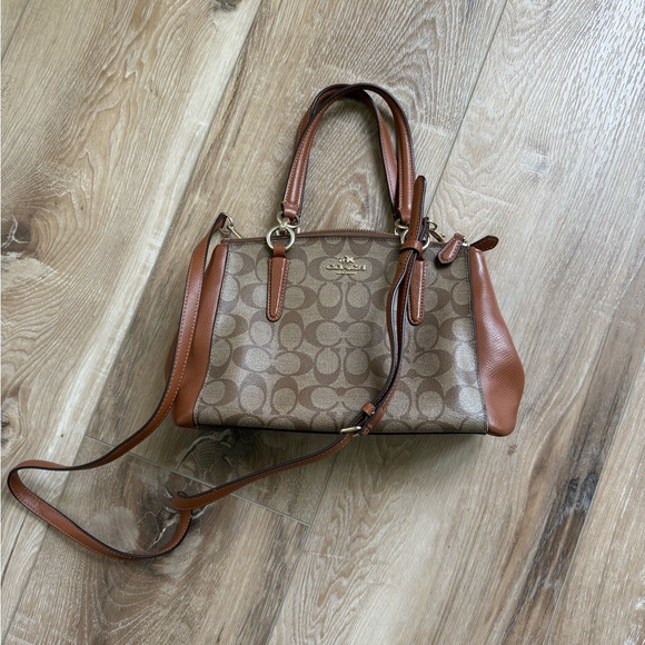 Coach Handbags - Coach Tan and Brown Signature Satchel